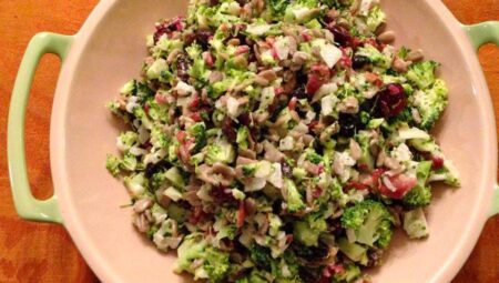 Bacon Broccoli Salad with Raisins and Sunflower Seeds