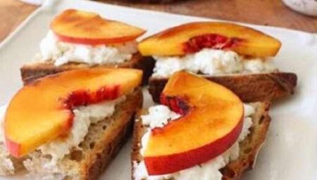 Peach Brulee Burrata Bruschetta