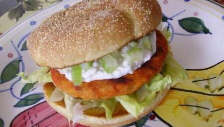 Buffalo Chicken Burgers with Blue Cheese Dressing