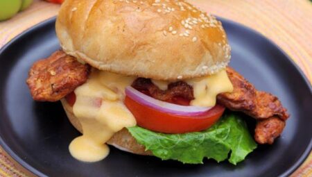 Spicy Chicken Burger with Beer Cheese Sauce